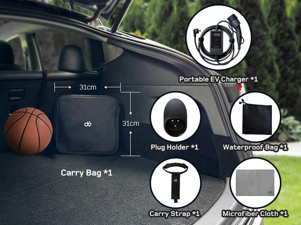 Dé EV Oplader 3.7kW | Schuko | Type 2 | Draagbaar | Instelbaar 6A-16A | 7-25m kabel