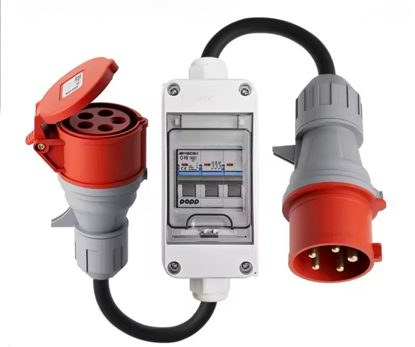 CEE 32A naar 16A verloopadapter met ingebouwde overstroombeveiliging