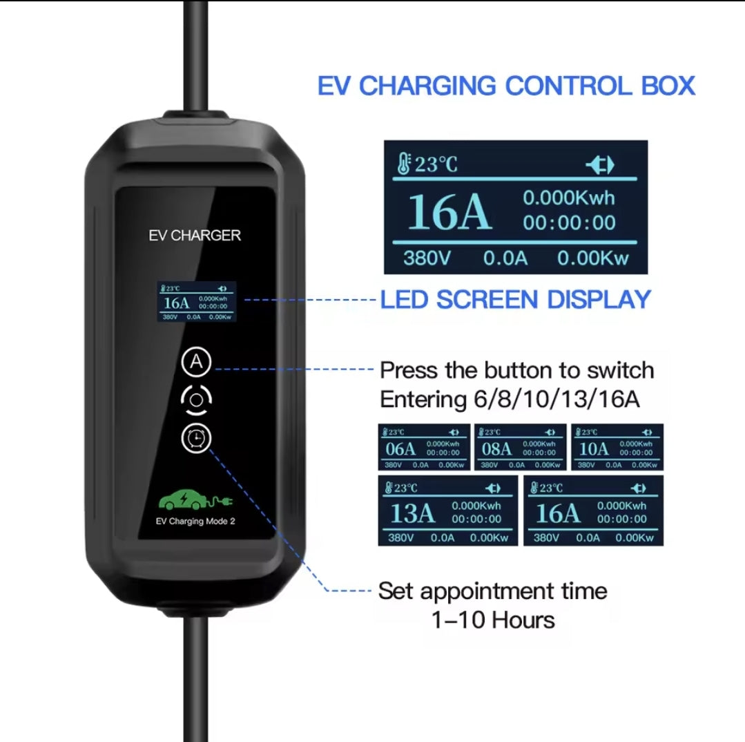 BlackCharge® 3.0 Max Mobiele EV Lader | 3,7kW – 7,4kW – 11kW | Type 2 | Waterdicht IP66 | 5/7/10 meter - BlackCharge 3.7kW / 5 meter / Excl. verloopstekkers