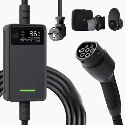 BlackCharge® EV Oplader 3,7kW – Type 2 naar Schuko