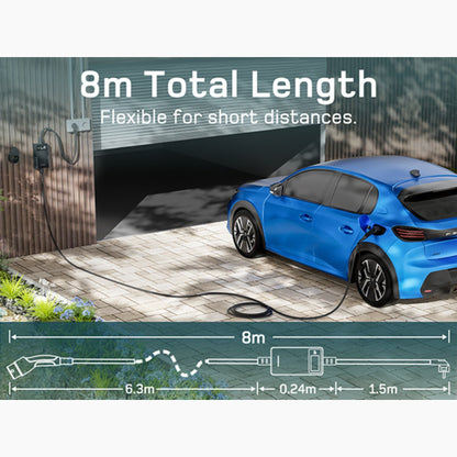 Dé EV Oplader 3.7kW | Schuko | Type 2 | Draagbaar | Instelbaar 6A-16A | 6-25m kabel - BlackCharge 6 meter