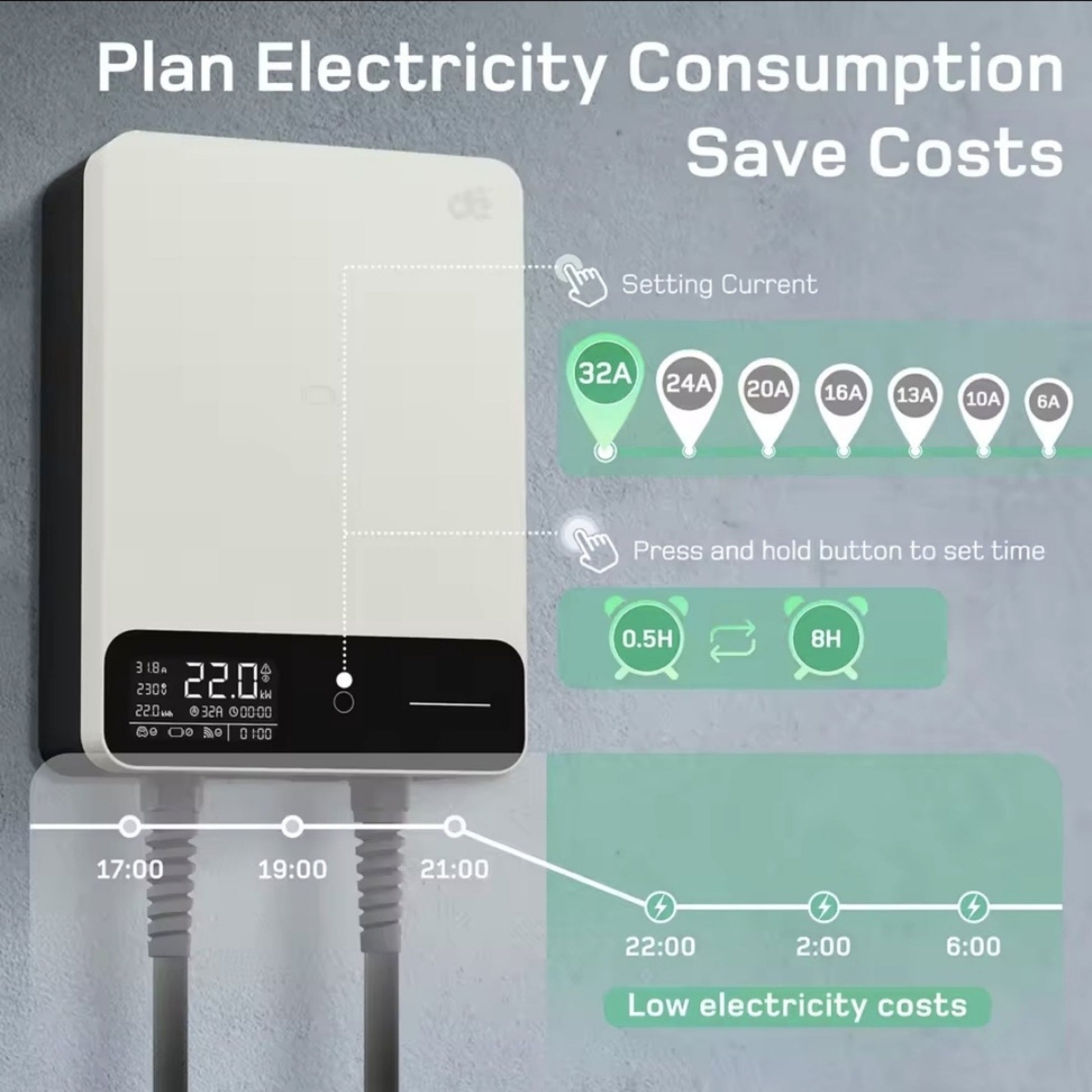 Wallbox Home | Slim Laadstation 11 of 22kW | Type 2 Kabel & App-besturing